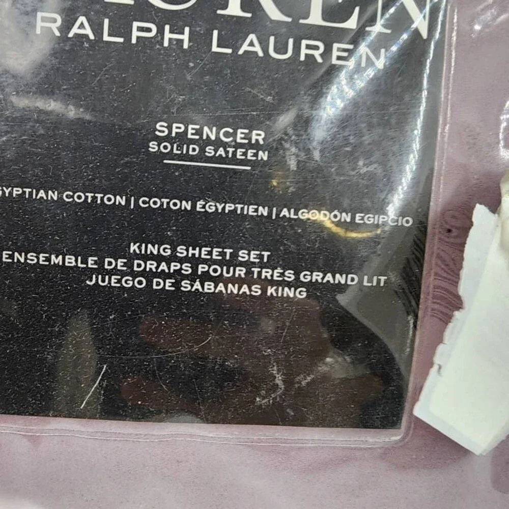 Lauren Ralph Lauren Spencer Solid Sateen 4 pcs Sheet Set King Deep Lavender